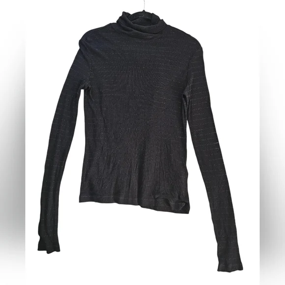 AllSaints Black Sheer Knit Long Sleeve Top - Picture 3 of 8